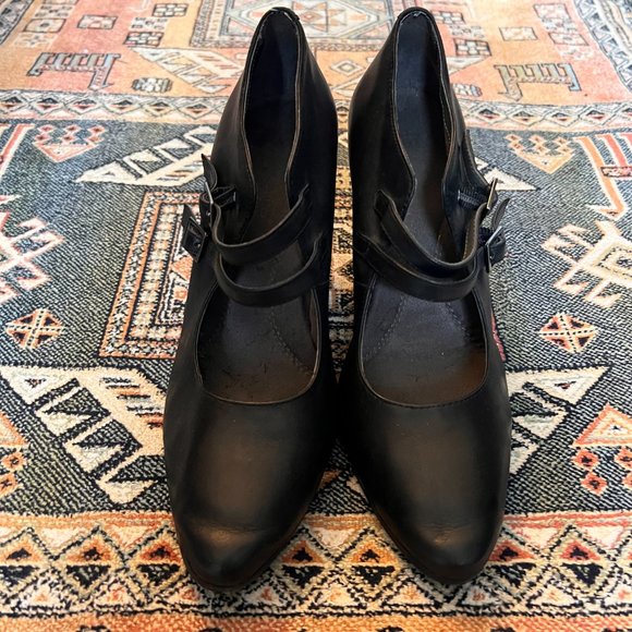 AEROSOLES Black Double Strap Heels - Picture 5 of 7